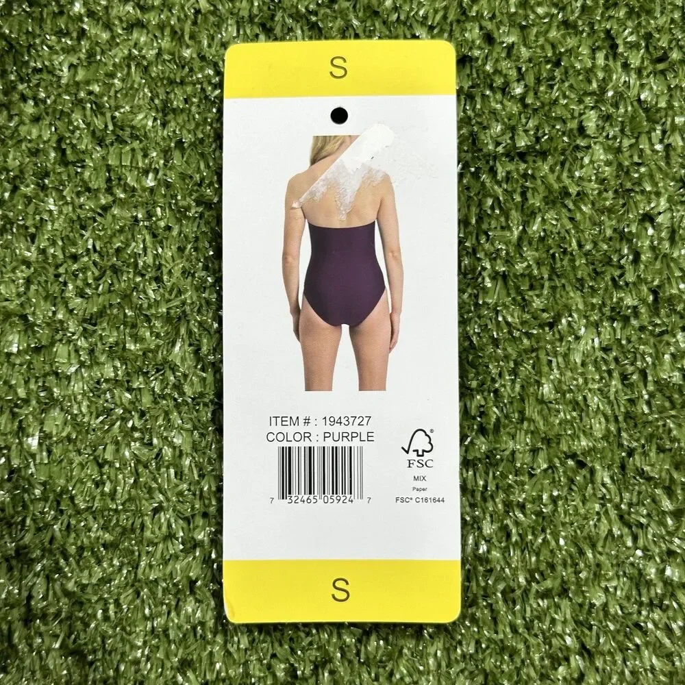 New DKNY Womens S Purple 1 Piece Swimming Bathing Suit Swimsuit - Picture 3 of 9